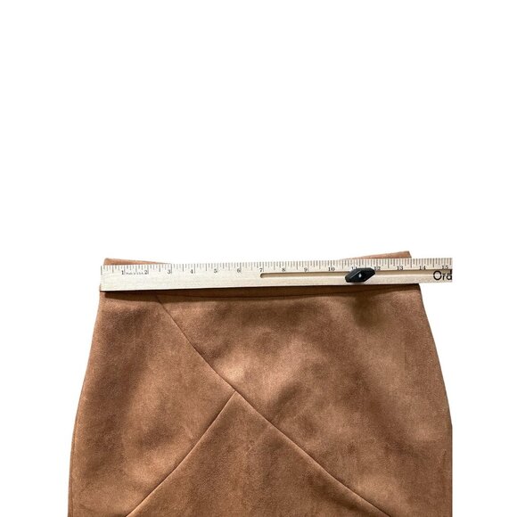Simplee Skirt Womens Medium Brown Faux Suede High Waist Mini Stretch Zip Modern - Picture 3 of 6
